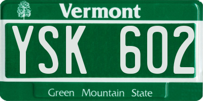 VT license plate YSK602