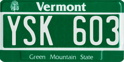 VT license plate YSK603
