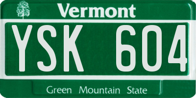 VT license plate YSK604