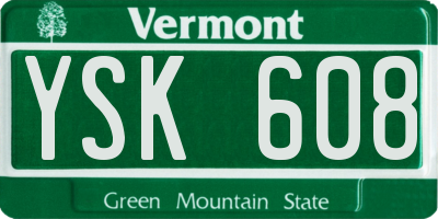 VT license plate YSK608