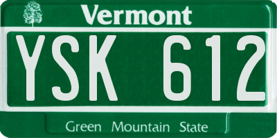 VT license plate YSK612