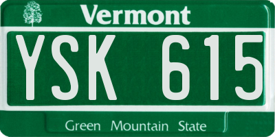 VT license plate YSK615