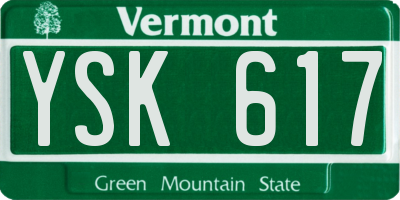VT license plate YSK617