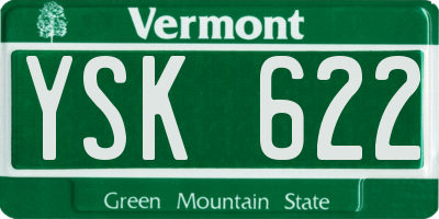 VT license plate YSK622