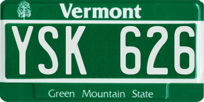 VT license plate YSK626