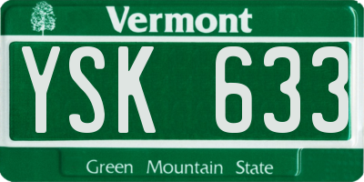 VT license plate YSK633