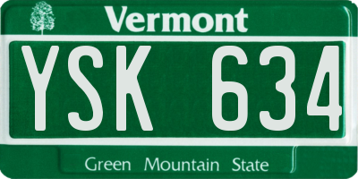 VT license plate YSK634