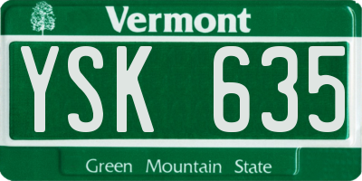 VT license plate YSK635