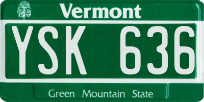 VT license plate YSK636