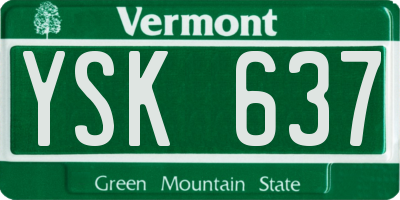 VT license plate YSK637