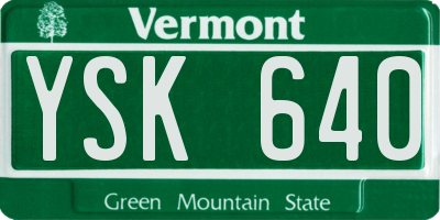 VT license plate YSK640