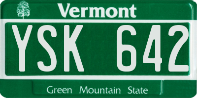 VT license plate YSK642