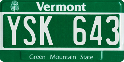 VT license plate YSK643