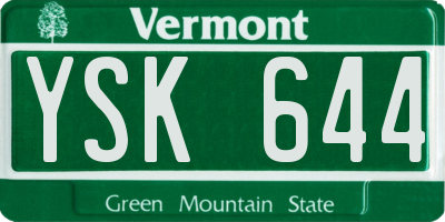 VT license plate YSK644