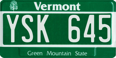 VT license plate YSK645