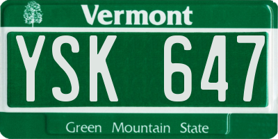 VT license plate YSK647