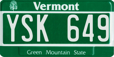 VT license plate YSK649