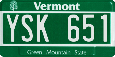 VT license plate YSK651
