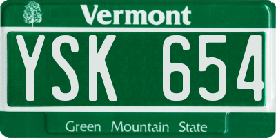VT license plate YSK654