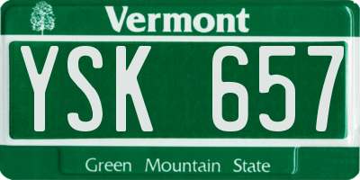 VT license plate YSK657