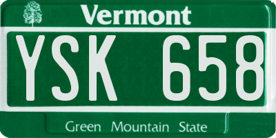 VT license plate YSK658