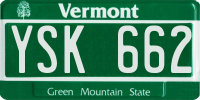 VT license plate YSK662