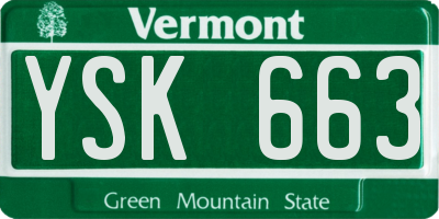 VT license plate YSK663