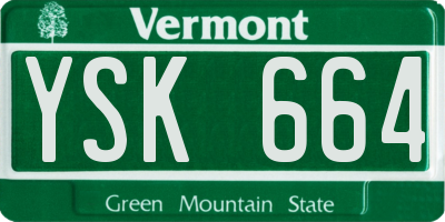 VT license plate YSK664