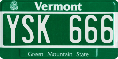 VT license plate YSK666
