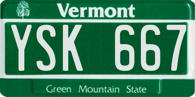 VT license plate YSK667