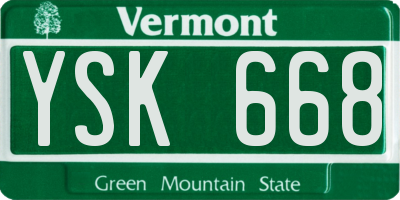 VT license plate YSK668