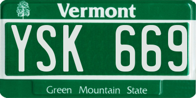 VT license plate YSK669