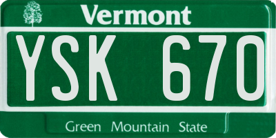 VT license plate YSK670