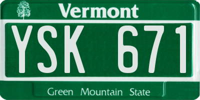 VT license plate YSK671