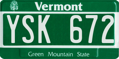 VT license plate YSK672