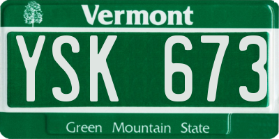 VT license plate YSK673