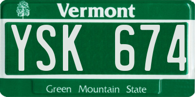 VT license plate YSK674