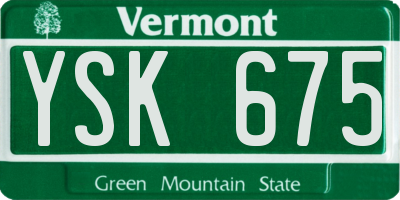VT license plate YSK675
