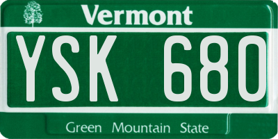 VT license plate YSK680