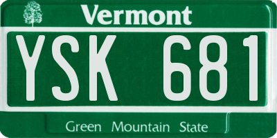 VT license plate YSK681