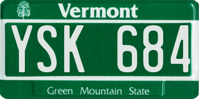VT license plate YSK684