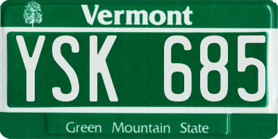 VT license plate YSK685