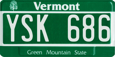 VT license plate YSK686