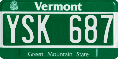 VT license plate YSK687