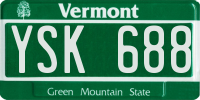 VT license plate YSK688