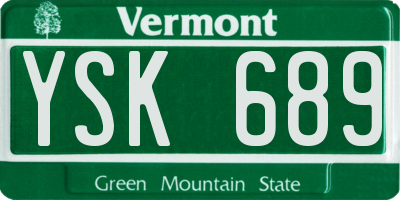 VT license plate YSK689