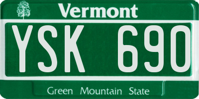 VT license plate YSK690