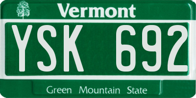 VT license plate YSK692
