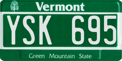 VT license plate YSK695