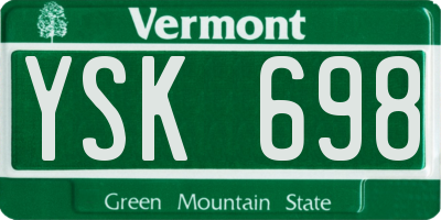 VT license plate YSK698